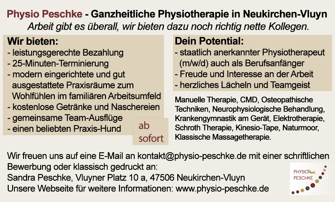 Stellenanzeige Physiotherapeutin m/w/d Neukirchen-Vluyn